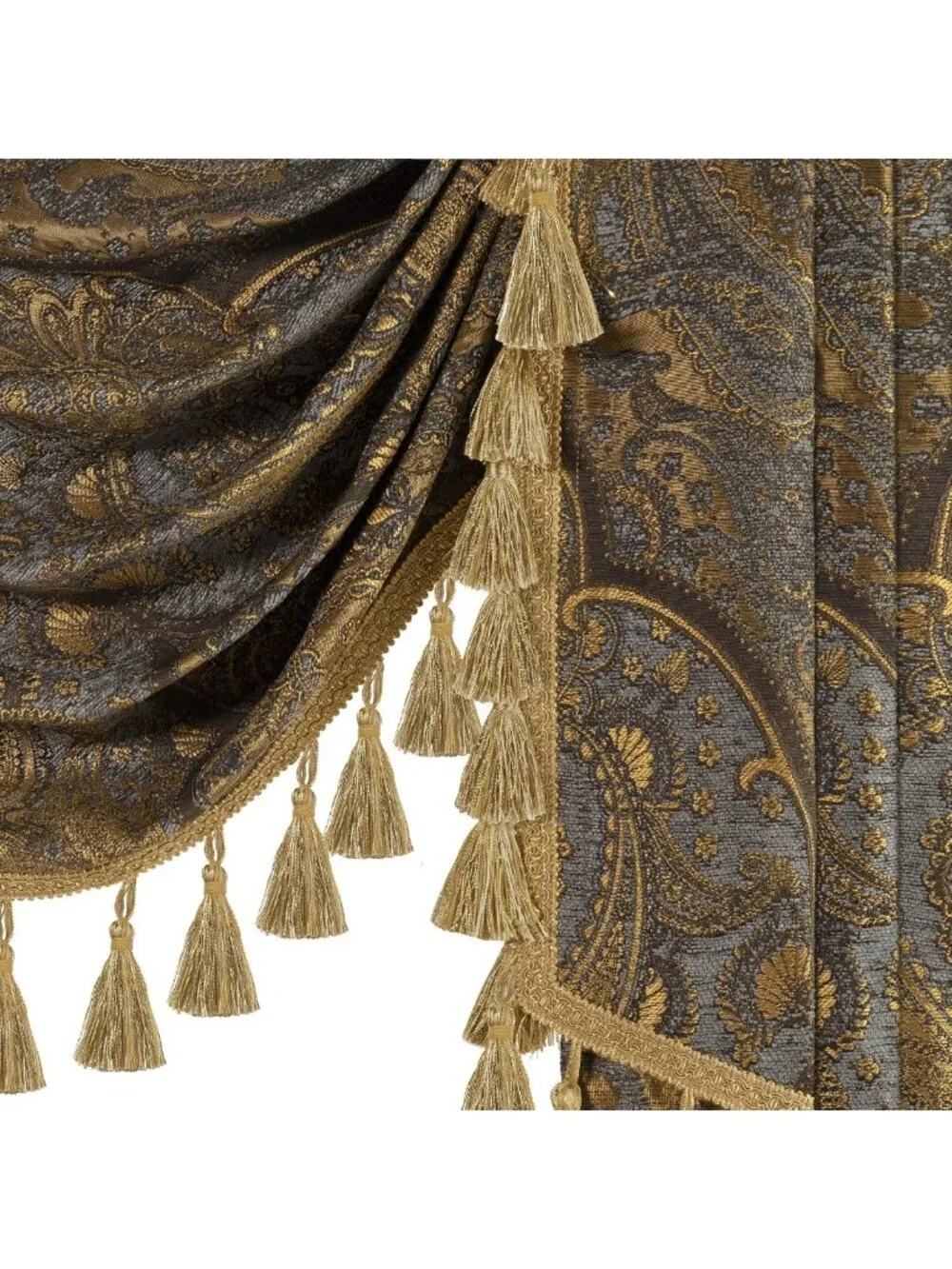 Antique Damask Waterfall Valance for Living Room, 110